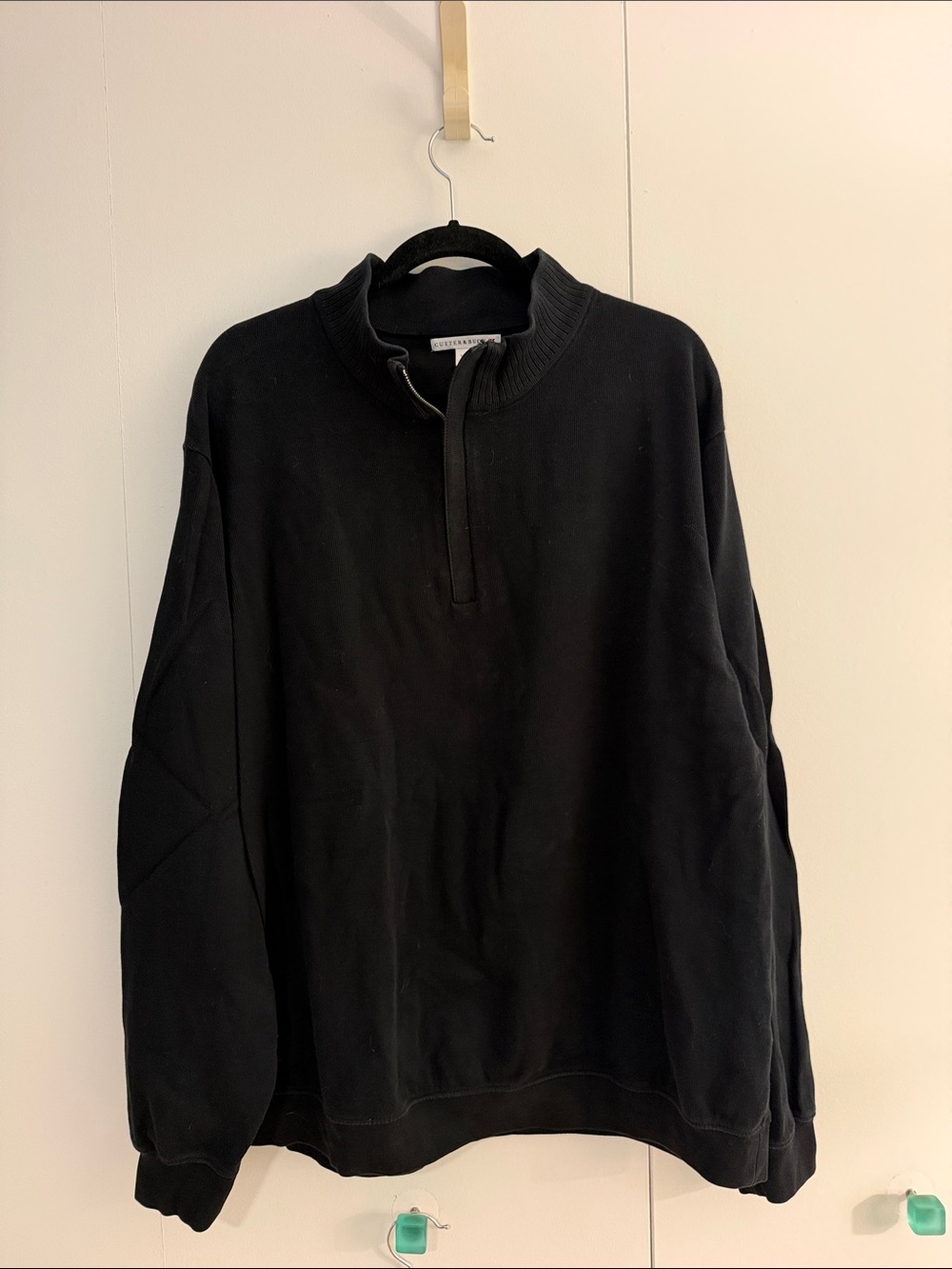 Cutter & Buck Men's XL Black Cotton Quarter-Zip Sweater